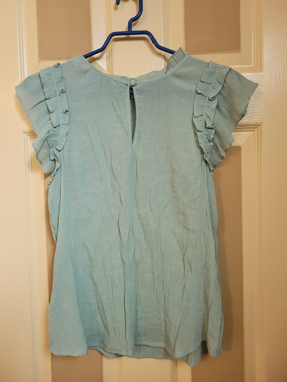 mine Pale Aqua Ruffle Sleeve Blouse